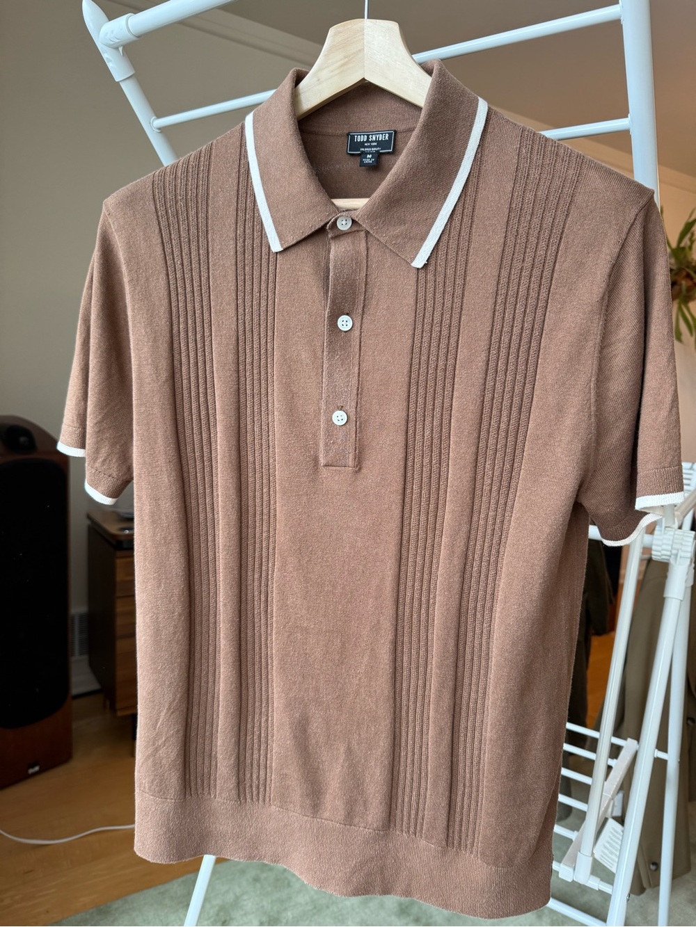 Todd Snyder Brown Polo with White Trim